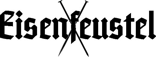 AI generated: The image shows the word "Eisenfeustel" in a Gothic font. The background is transparent.