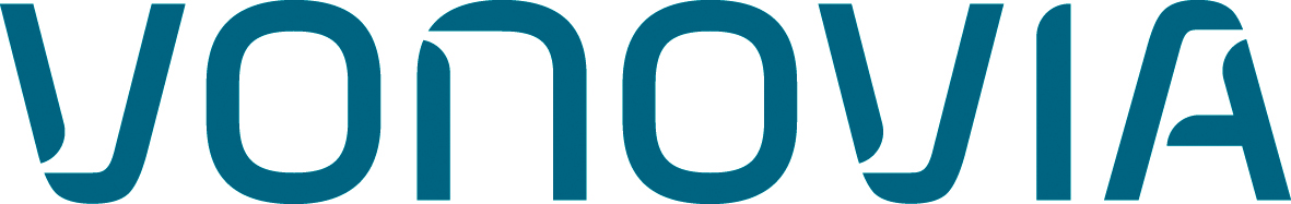 KI generiert: Das Bild zeigt das Logo von "Vonovia" in blauen Großbuchstaben auf weißem Hintergrund. Es ist schlicht und modern gestaltet.