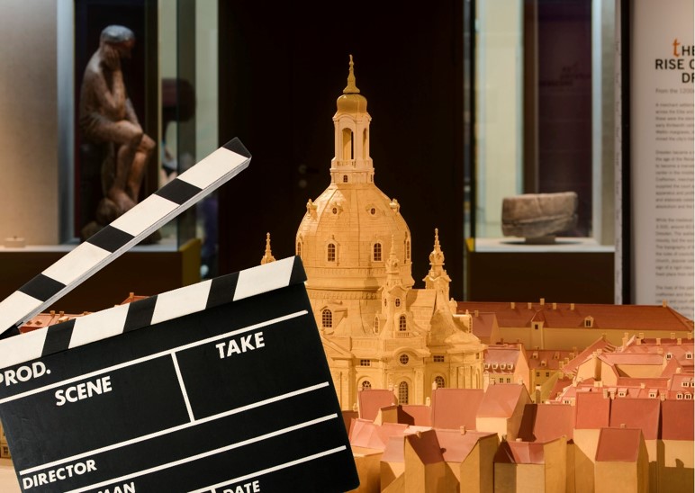 Eine Filmklappe in der Ständigen Ausstellung des Stadtmuseums
